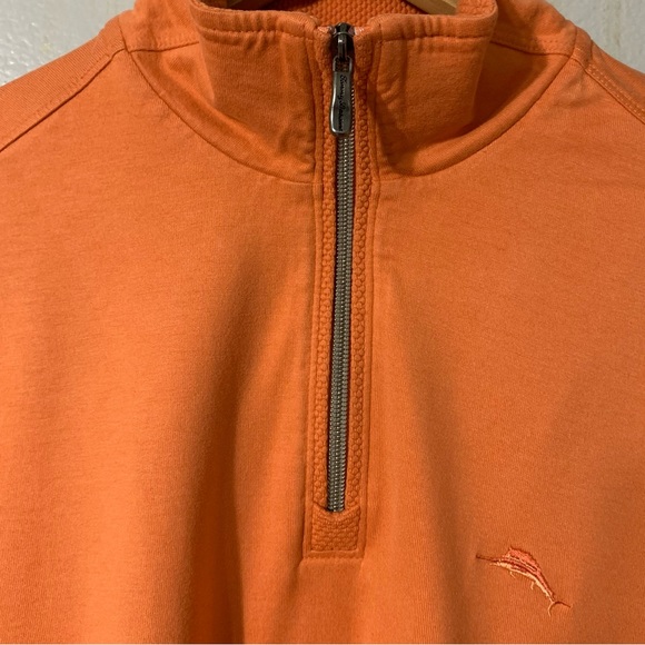TOMMY BAHAMA 🔹 Men's 1/4 Zip Orange Long Sleeve Pullover Cotton Tee - Size S/P - Picture 5 of 14